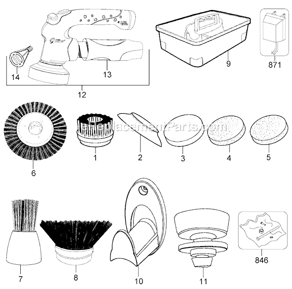 Page A Diagram and Parts List for S600B Type 1 Black and Decker Power Scrubber